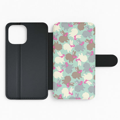 Bunny With Glasses Pattern Flip Phone Case