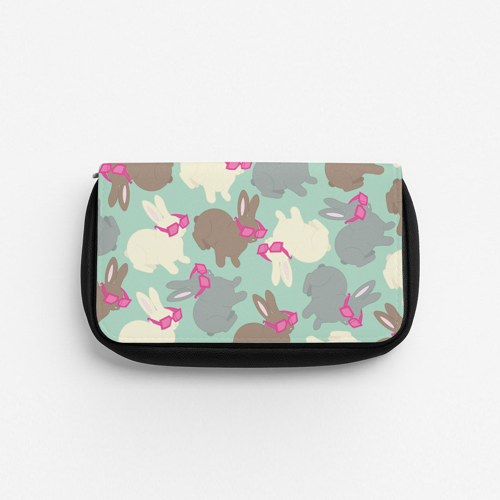 Bunny With Glasses Pattern Pencil Case
