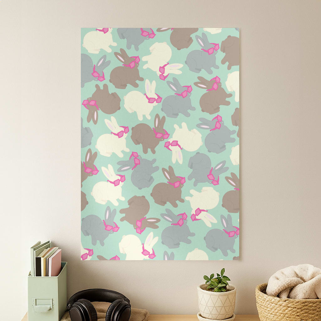 Bunny With Glasses Pattern Poster