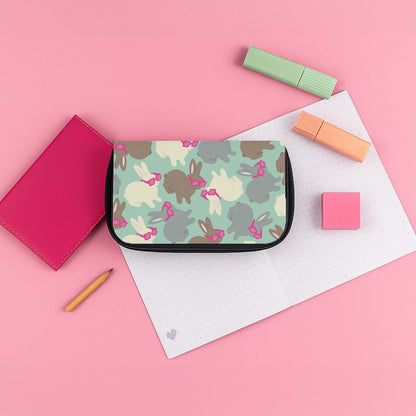 Bunny With Glasses Pattern Pencil Case