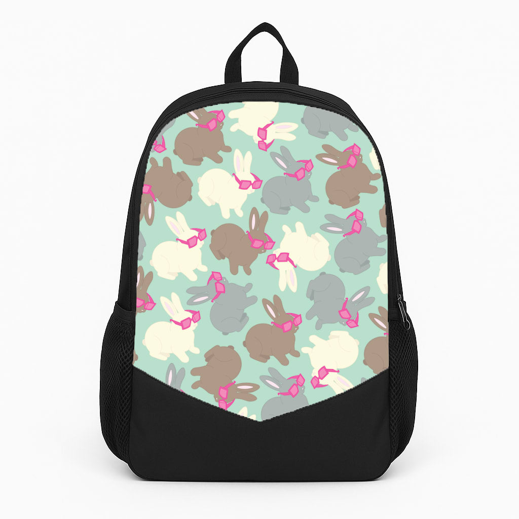 Bunny With Glasses Pattern Large Backpack