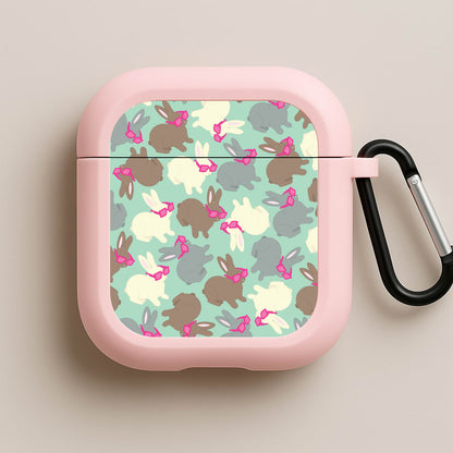 Bunny With Glasses Pattern Pink AirPods Case