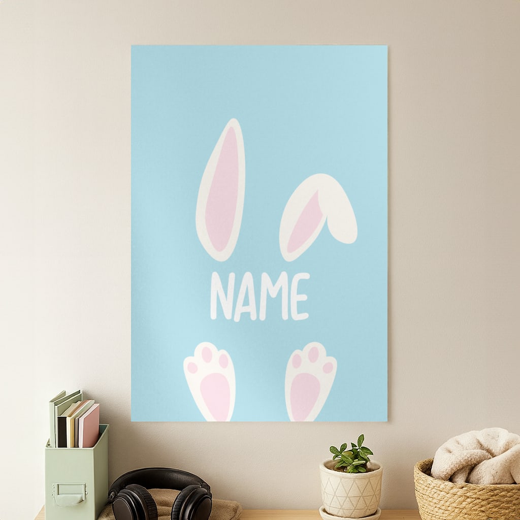 White Bunny Personalised Poster