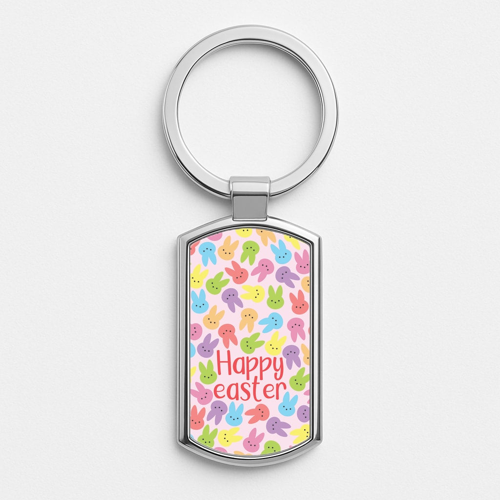 Bunny Pattern Silver Keyring