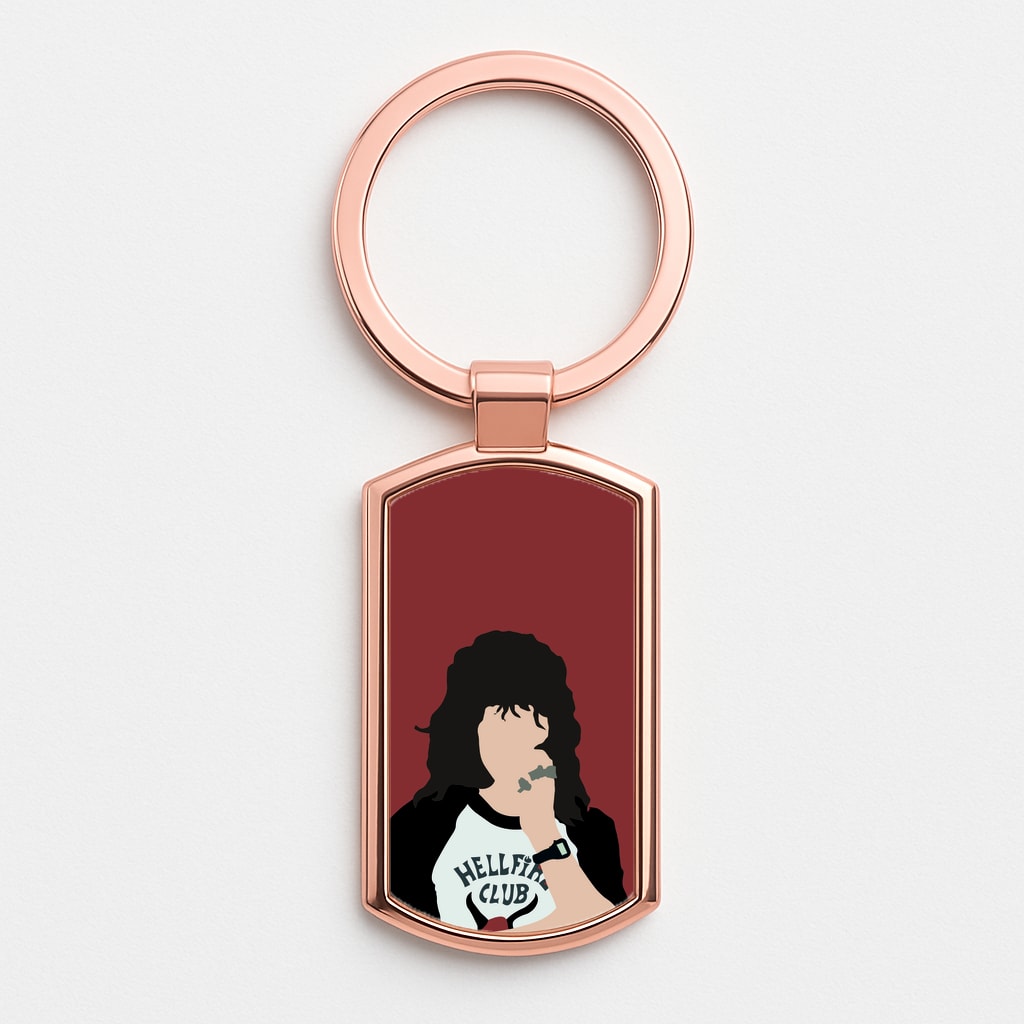 Eddie Munson Hellfire Rose Gold Keyring
