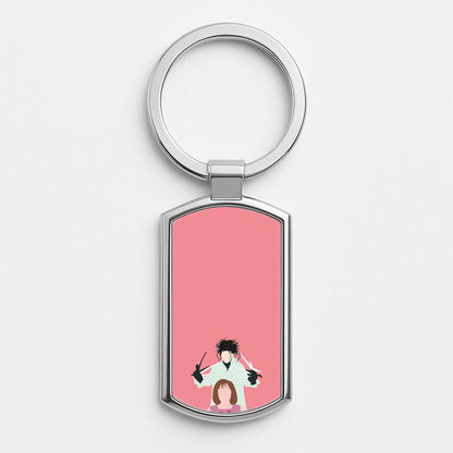Standing - Scissorhands Silver Keyring