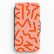 Red Abstract - Eighties Flip / Wallet Phone Case 1
