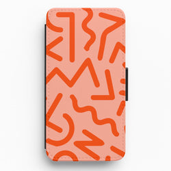 Red Abstract - Eighties Flip / Wallet Phone Case