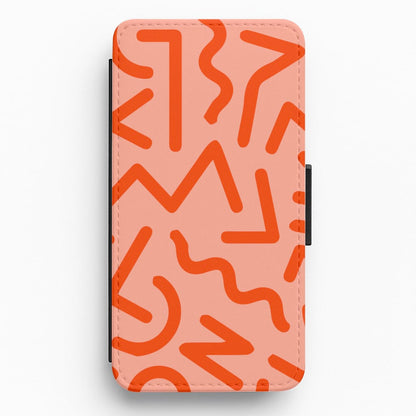 Red Abstract - Eighties Flip / Wallet Phone Case