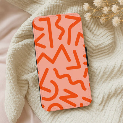Red Abstract - Eighties Wallet Phone Case