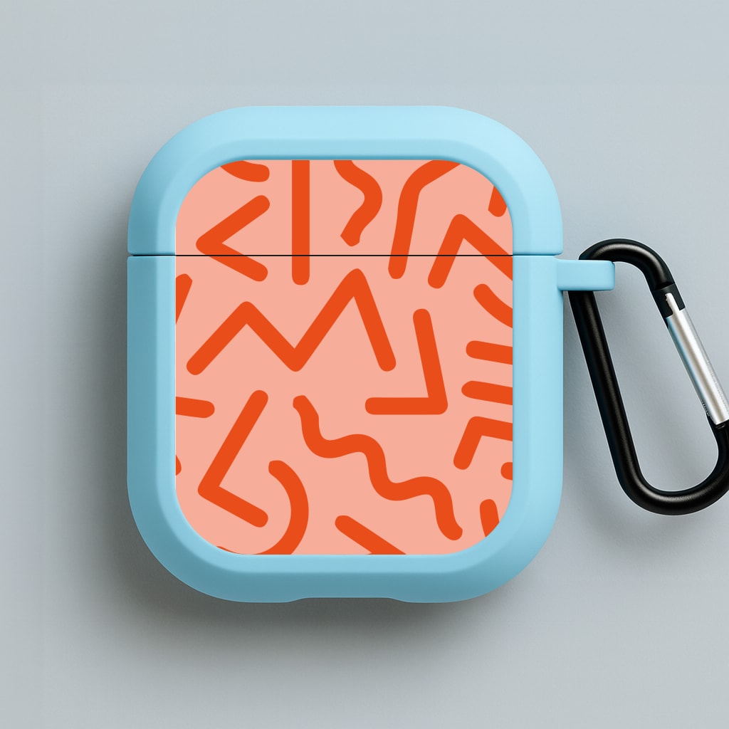 Red Abstract - Eighties Blue AirPods Case