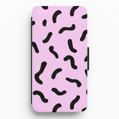 Purple And Black - Eighties Flip / Wallet Phone Case