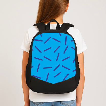 Blue Line Pattern - Eighties School Bag