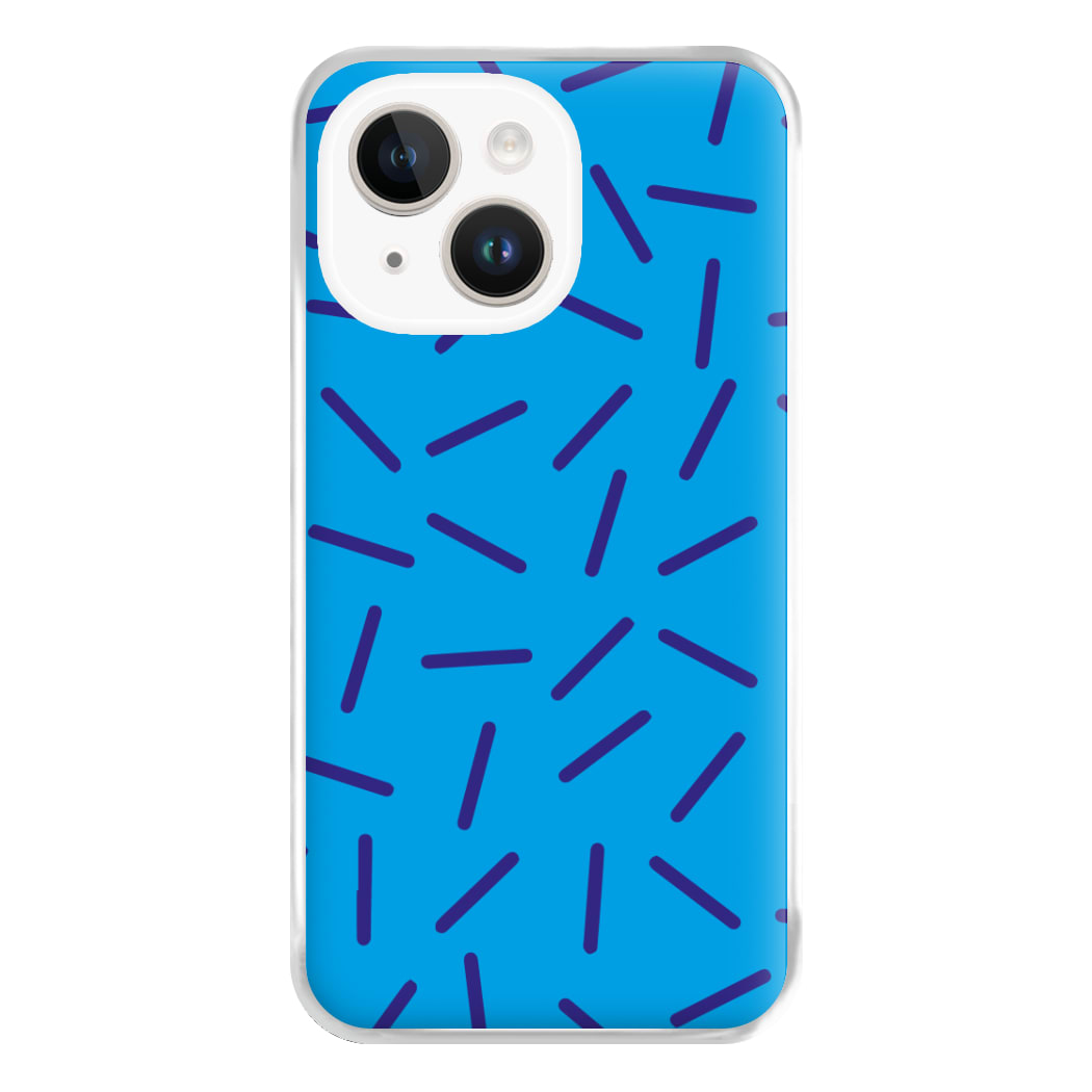 Blue Line Pattern - Eighties Phone Case for iPhone 14 Plus