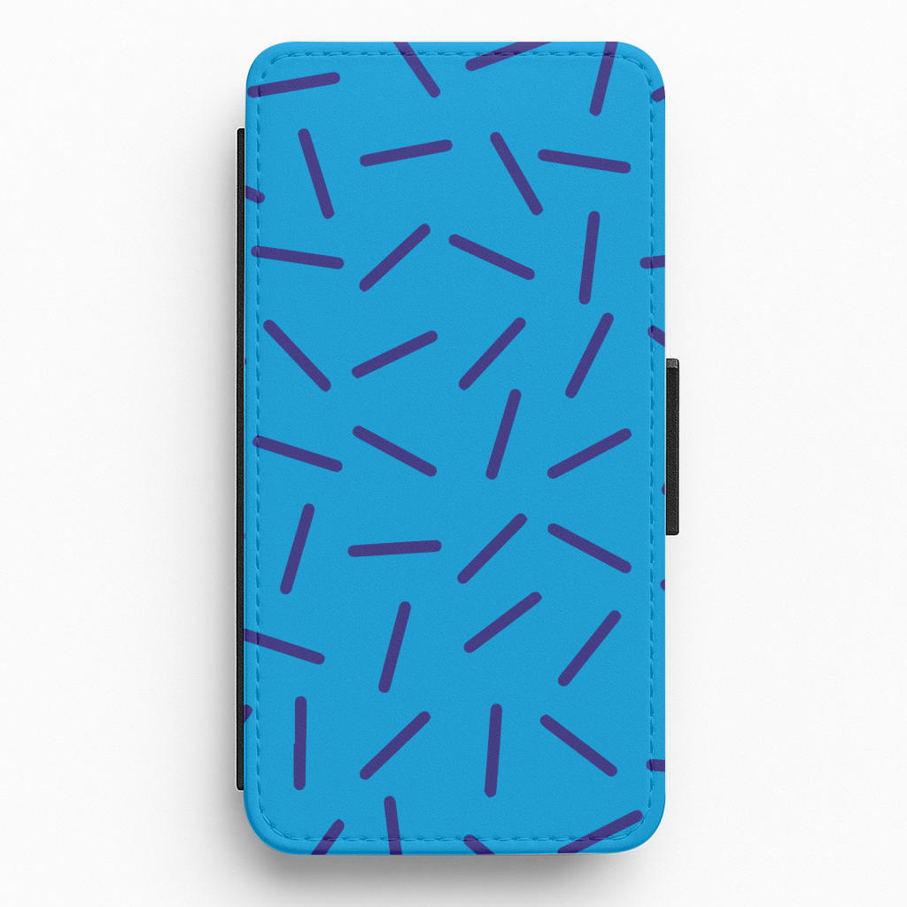 Blue Line Pattern - Eighties Flip / Wallet Phone Case
