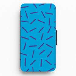 Blue Line Pattern - Eighties Flip / Wallet Phone Case