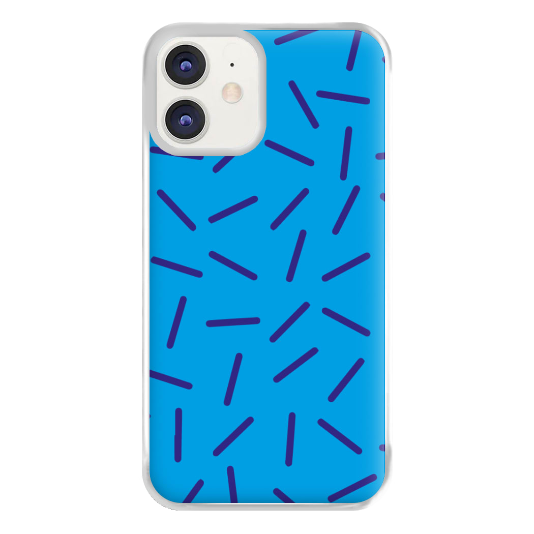 Blue Line Pattern - Eighties Phone Case for iPhone 12 / 12 Pro