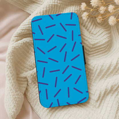 Blue Line Pattern - Eighties Wallet Phone Case