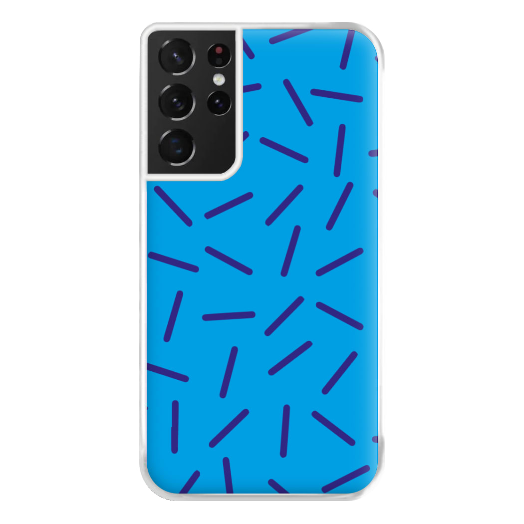 Blue Line Pattern - Eighties Phone Case for Galaxy S21 Ultra