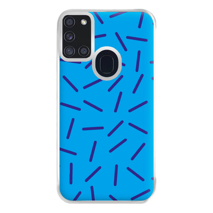 Blue Line Pattern - Eighties Phone Case for Galaxy A21s