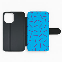 Blue Line Pattern - Eighties Flip Phone Case