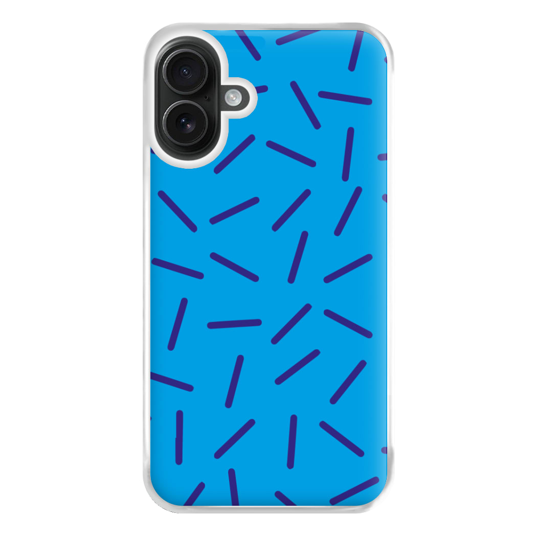 Blue Line Pattern - Eighties Phone Case for iPhone 16 Plus