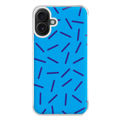 Blue Line Pattern - Eighties Phone Case for iPhone 16 Plus