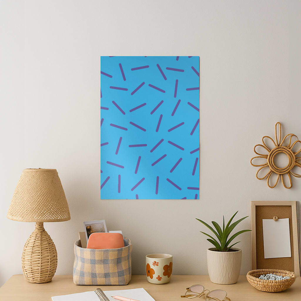 Blue Line Pattern - Eighties Art Print