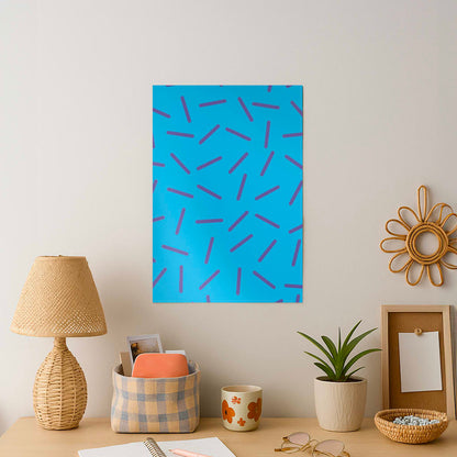 Blue Line Pattern - Eighties Art Print