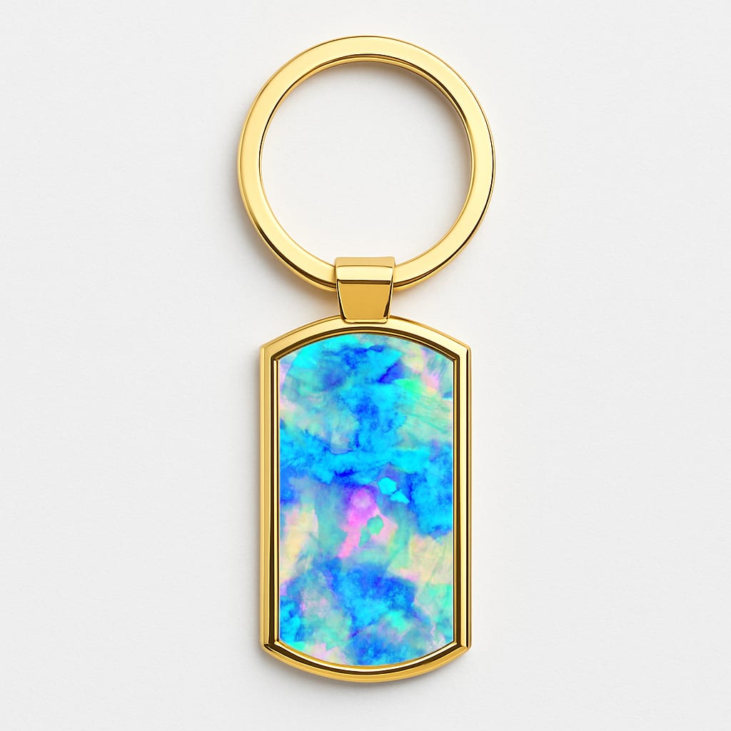 Electric Blue Gold Keyring