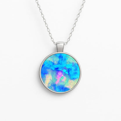 Electric Blue Circle Necklace