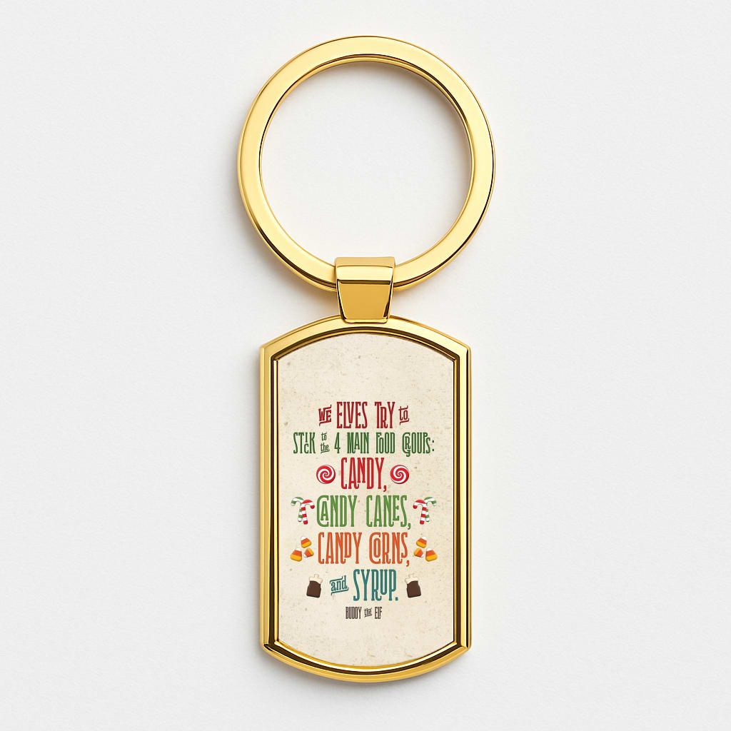 The Four Main Food Groups - Elf Gold Keyring