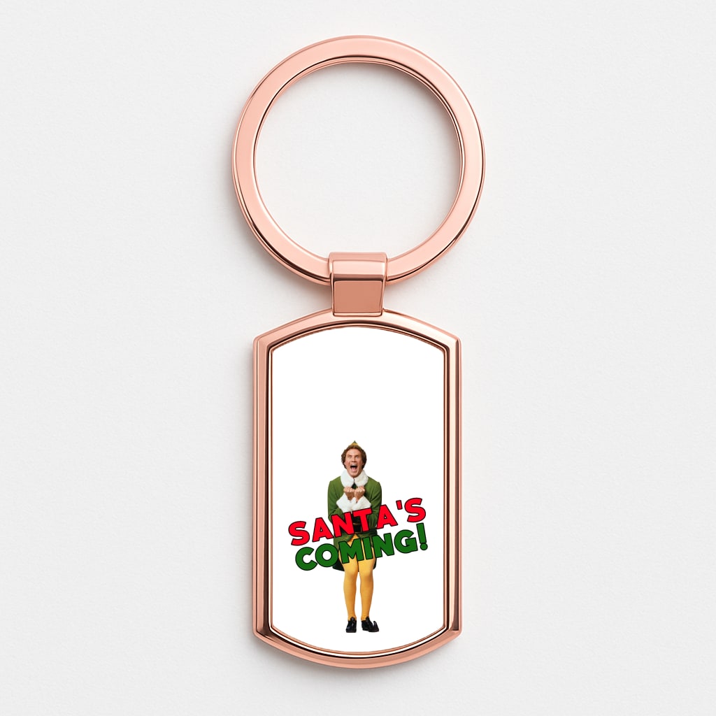 Buddy The Elf - Santa's Coming! Rose Gold Keyring