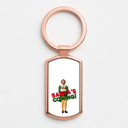 Buddy The Elf - Santa's Coming! Rose Gold Keyring