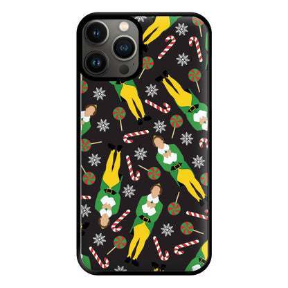 Elf Candy Cane Pattern Phone Case for iPhone 13 Pro Max