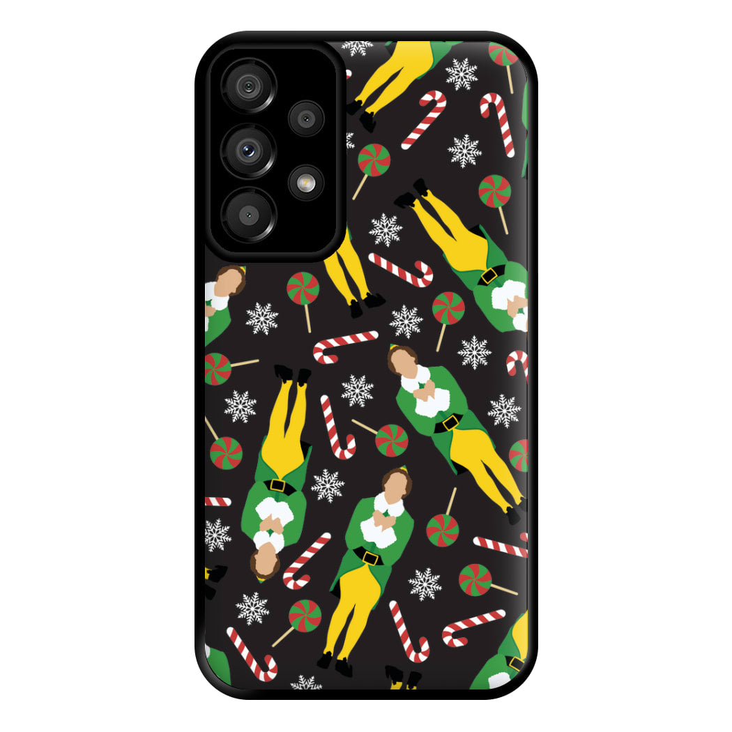 Elf Candy Cane Pattern Phone Case for Galaxy A33