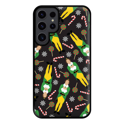 Elf Candy Cane Pattern Phone Case for Galaxy S23 Ultra