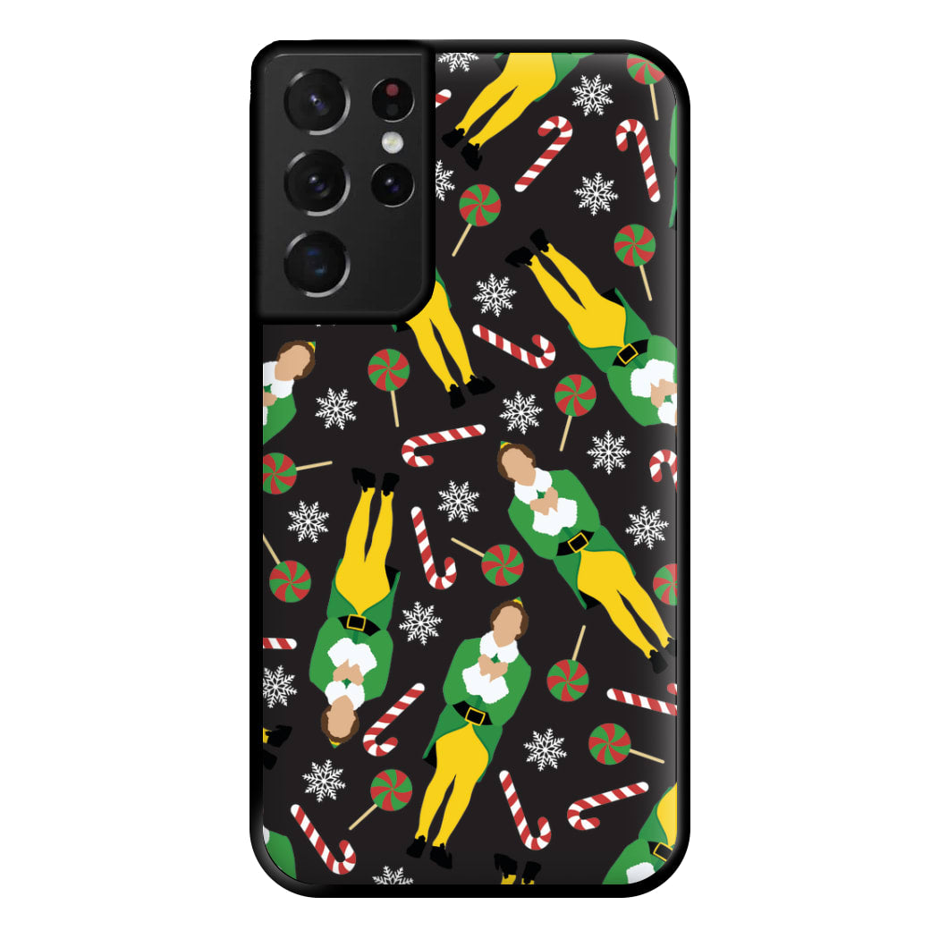 Elf Candy Cane Pattern Phone Case for Galaxy S21 Ultra