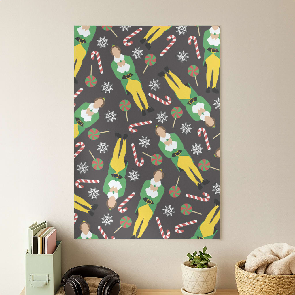 Elf Candy Cane Pattern Poster