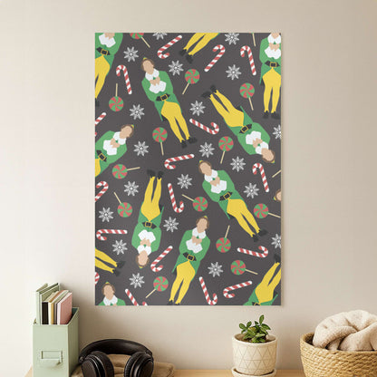 Elf Candy Cane Pattern Poster