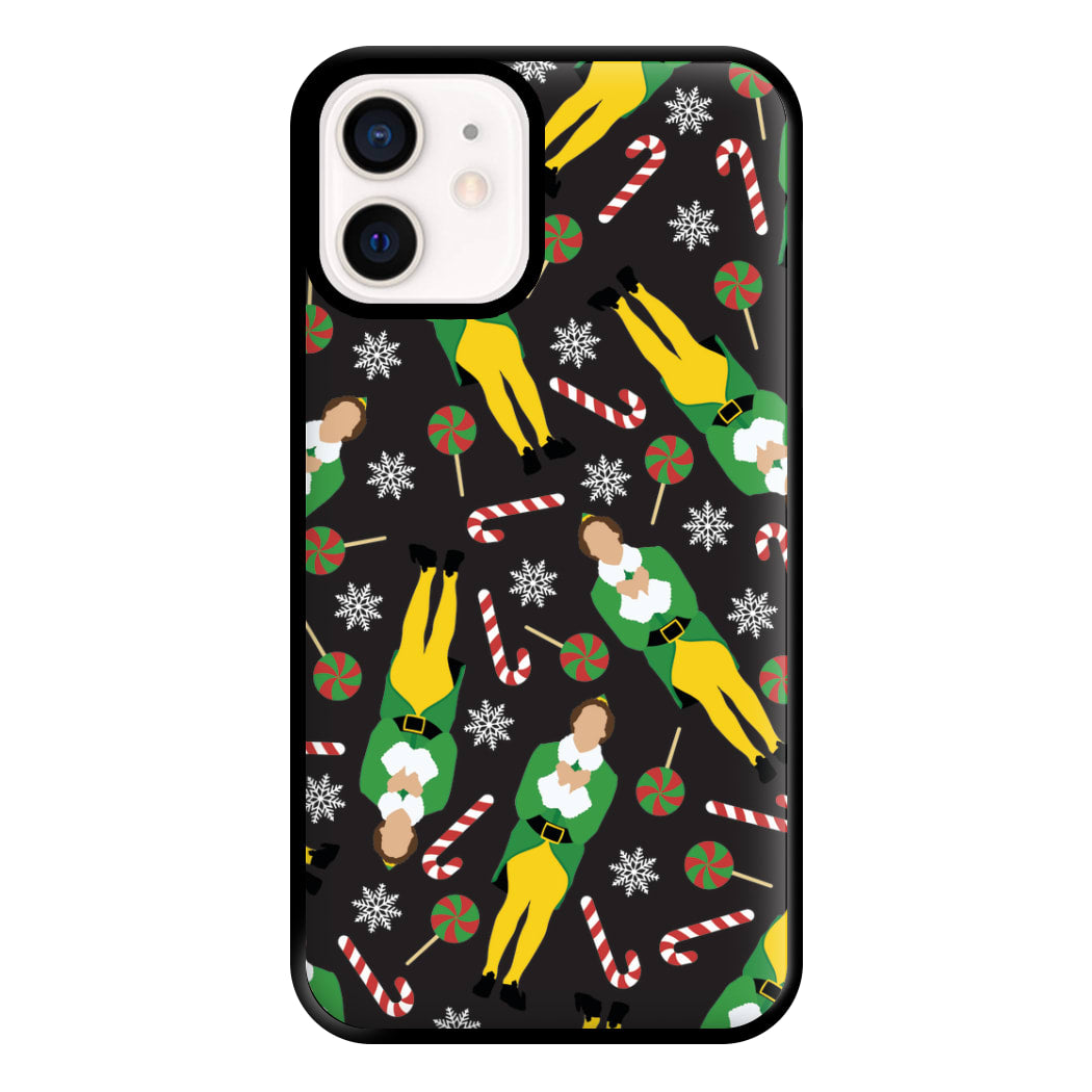 Elf Candy Cane Pattern Phone Case for iPhone 12 Mini