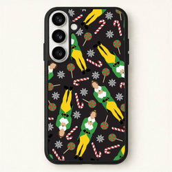 Elf Candy Cane Pattern Phone Case for Galaxy S26 Plus
