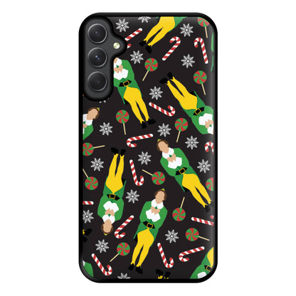 Elf Candy Cane Pattern Phone Case for Galaxy A34