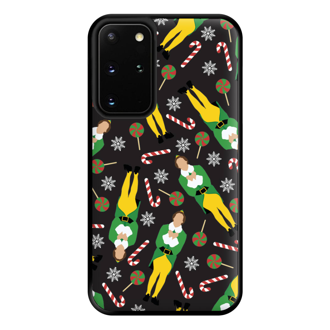 Elf Candy Cane Pattern Phone Case for Galaxy S20 Plus