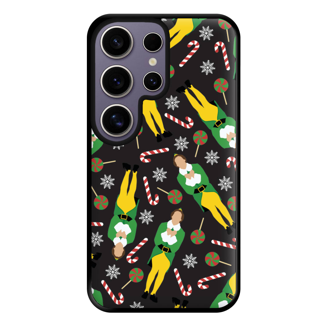 Elf Candy Cane Pattern Phone Case for Galaxy S25 Ultra