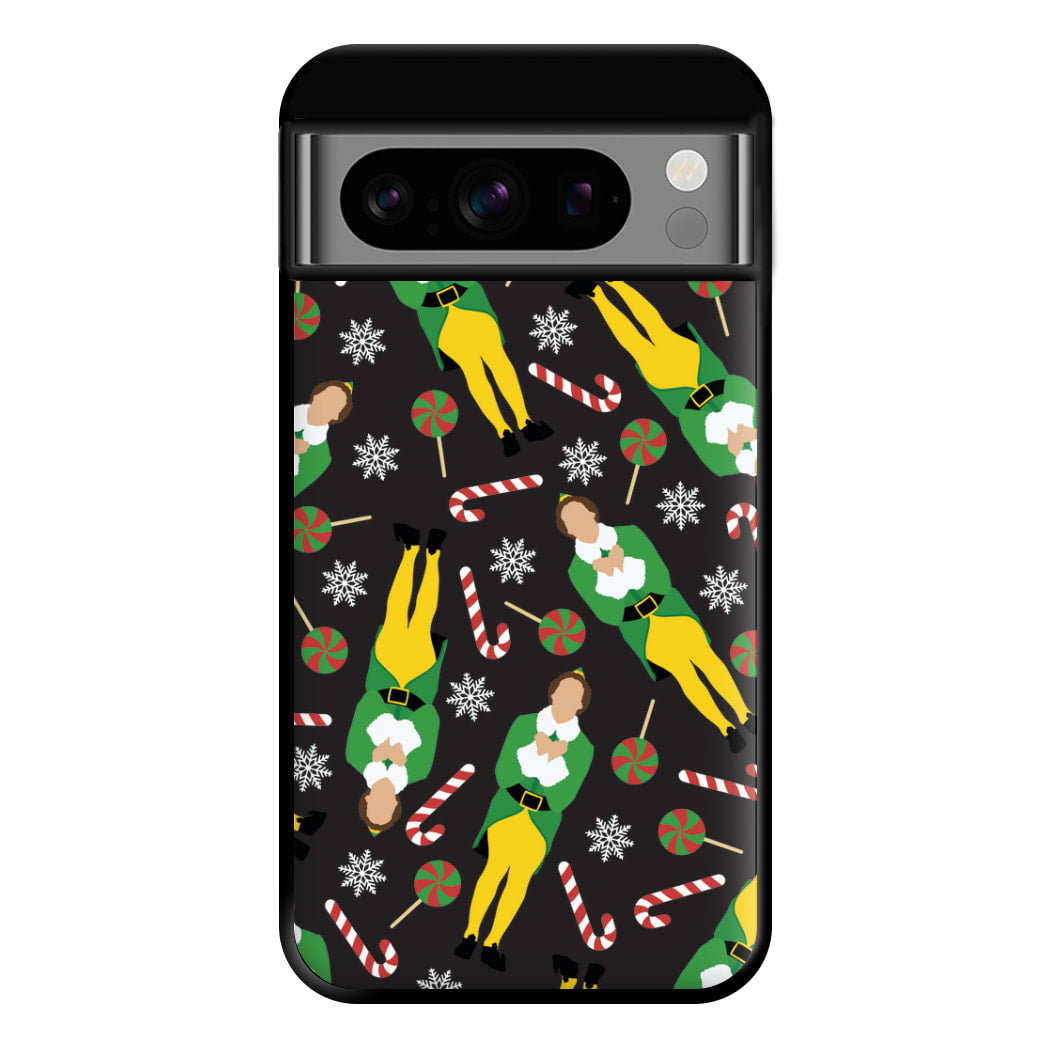 Elf Candy Cane Pattern Phone Case for Google Pixel 8 Pro