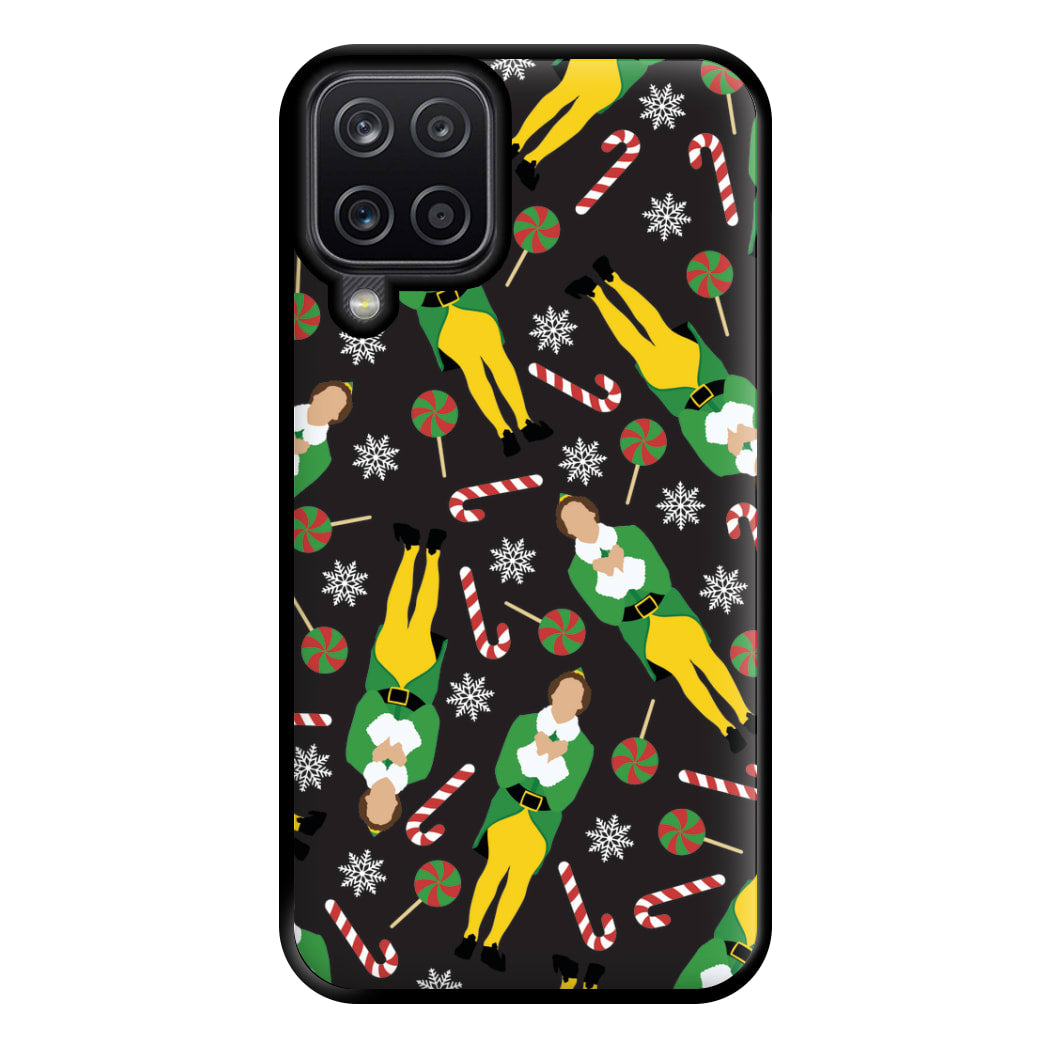 Elf Candy Cane Pattern Phone Case for Galaxy A12