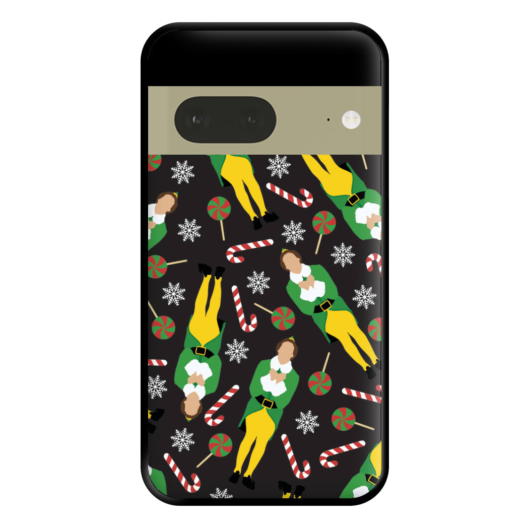 Elf Candy Cane Pattern Phone Case for Google Pixel 7a