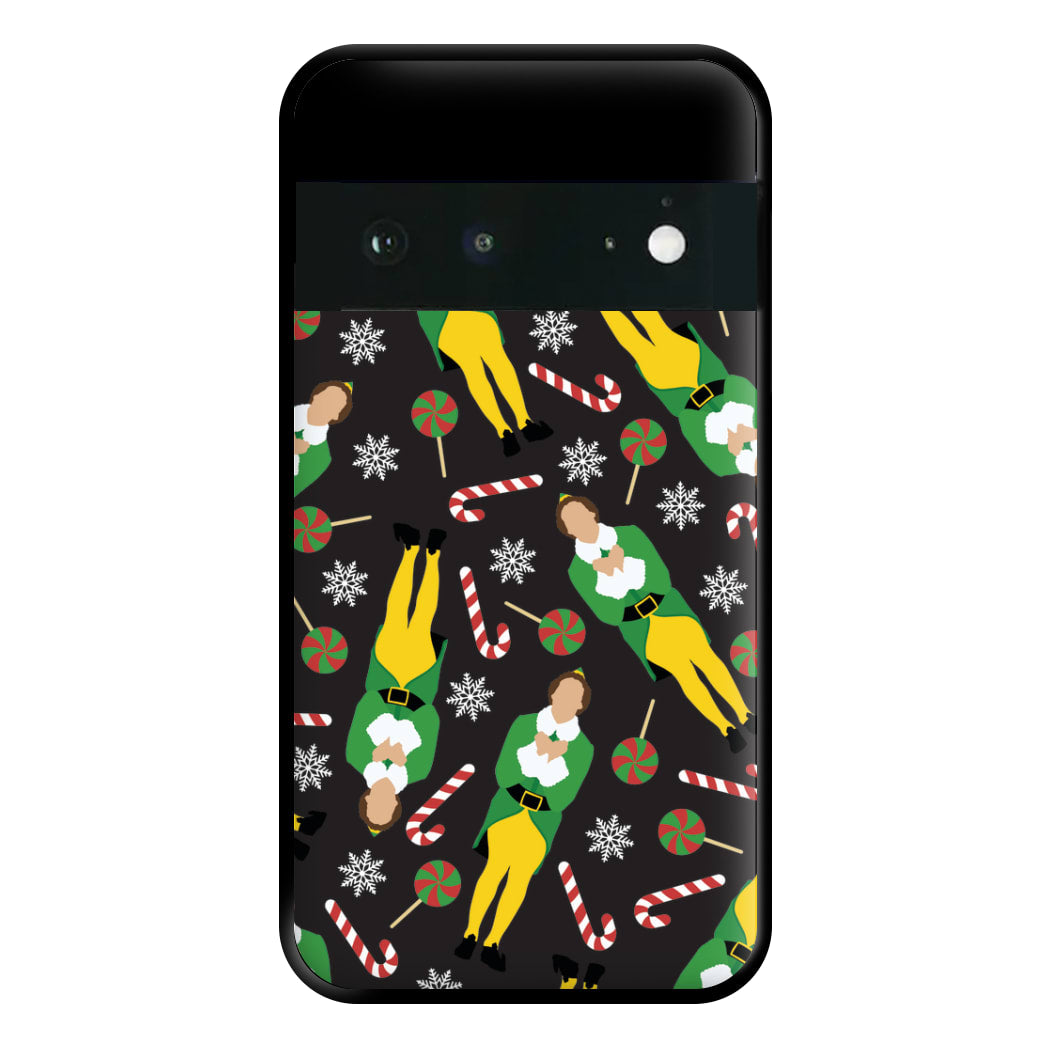 Elf Candy Cane Pattern Phone Case for Google Pixel 6a