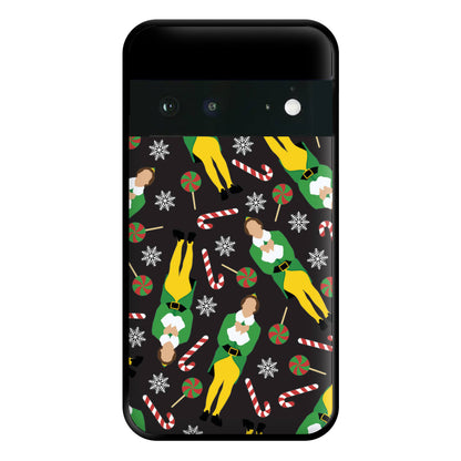 Elf Candy Cane Pattern Phone Case for Google Pixel 6a